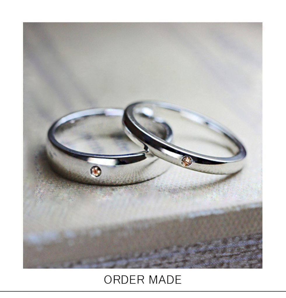 プラチナカラーのベーシックなホワイトゴールドの オーダーメイド 結婚指輪 千葉 柏の結婚指輪 婚約指輪 ヨーアンドマーレ